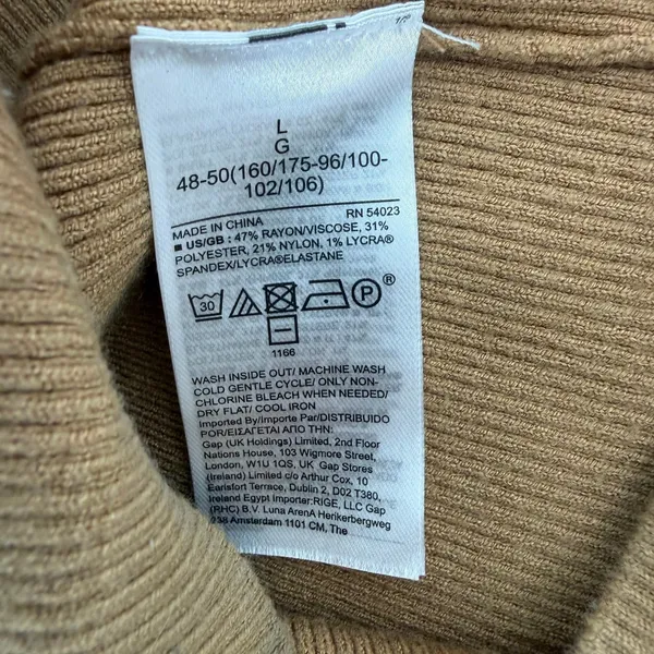 Banana Republic Camel Brown Boat Neck Ribbed Knit Midi Sweater Dress NWT Size L - Image 9