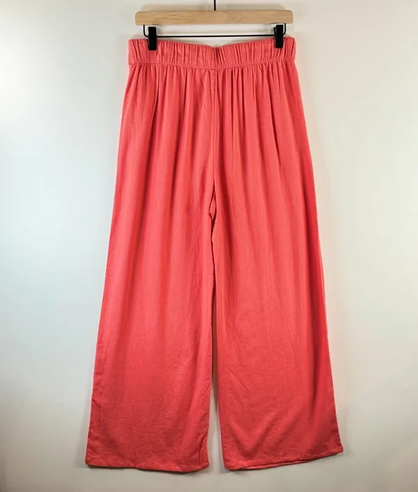 Abercrombie Fitch Women Pants Pink Pleated Linen Ultra Wide Leg Tailored Medium - Image 2