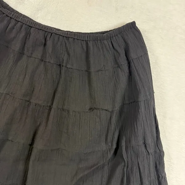 VTG Spenser Jeremy L Tiered Midi Skirt Black Crinkle Lace Trim WhimsyGoth Witchy - Image 5