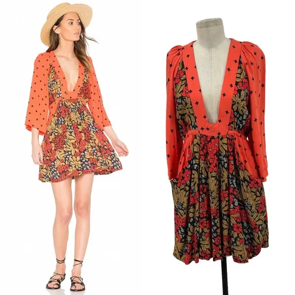 Free‎ People Tallula Dress Cherry Combo Print Size Small - Image 2