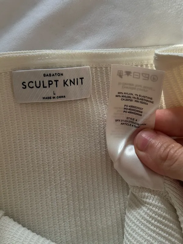 Aritzia Babaton Sculpt Knit White Strapless Sweetheart Neckline Tube Top Large - Image 5