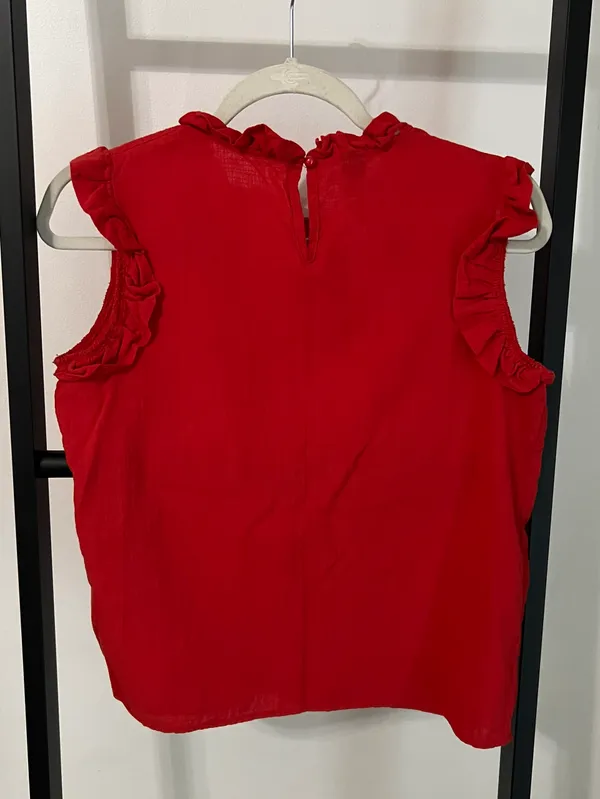 SheIn Red Ruffle Sleeve Top - Image 4