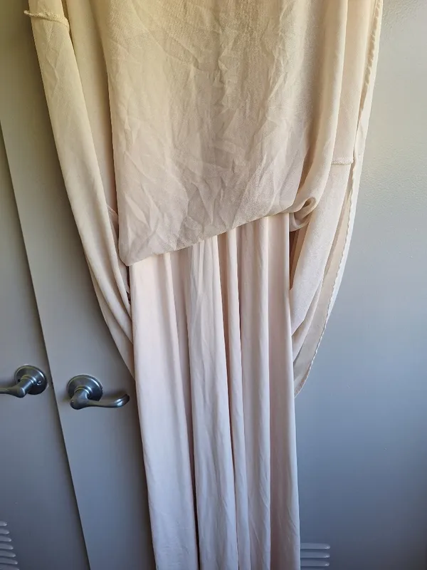 Lulus Dearly Loved Cream Flutter Sleeve Maxi Dress Size M - Image 10