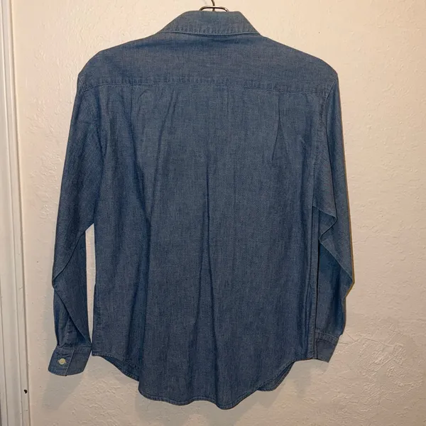 Vintage Embroidered Denim Shirt Long Sleeve Boho Western Country - Image 3