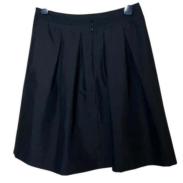 White House Black Market Black Pleated A-Line Skirt Size 4 Preppy Classic - Image 3
