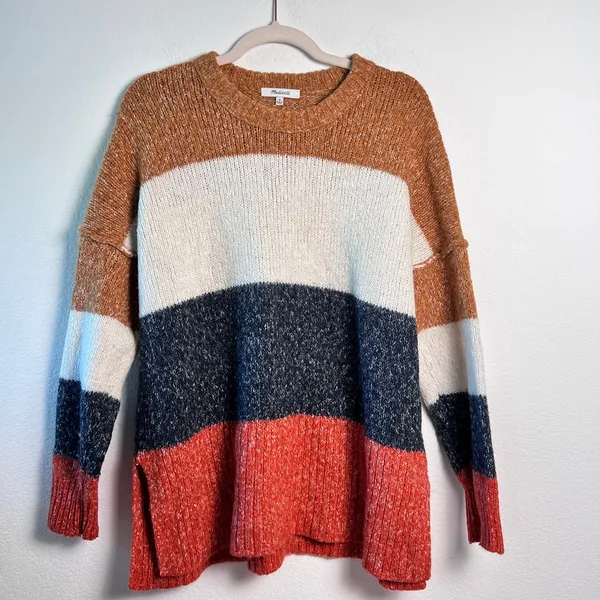 Madewell Women’s Striped Baxter Sweater Tunic‎ Wool Cotton Blend Medium - Image 3