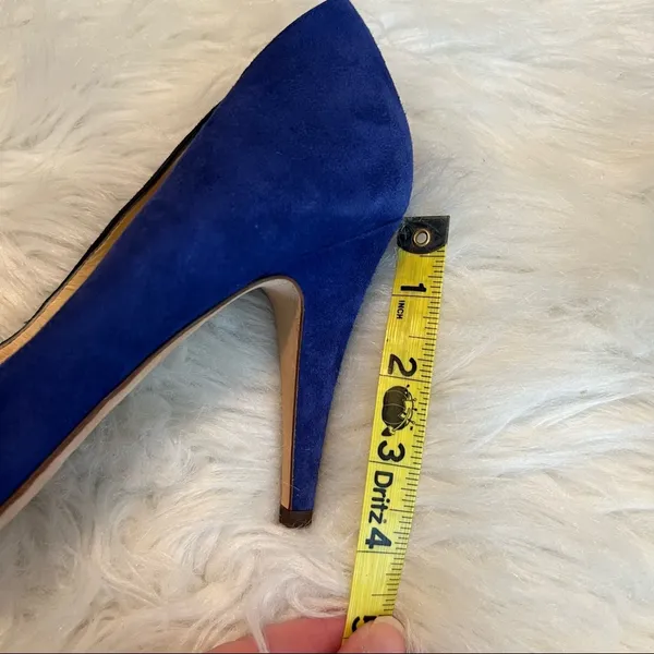 Kate Spade Heels | New York Dreamer Blue Suede Heart Peep Toe Pumps Size 8 1/2 B - Image 7