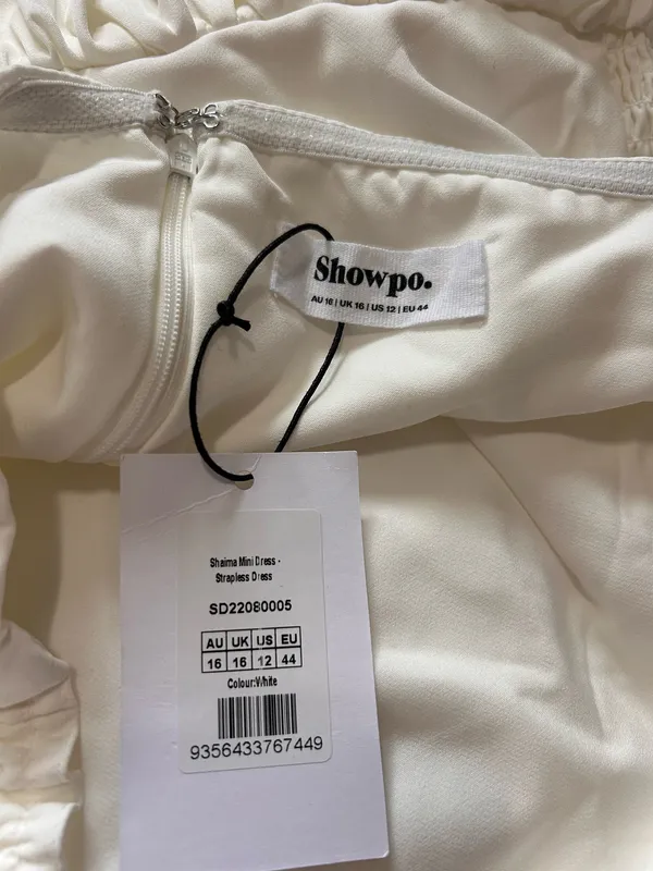 New Showpo Shaima Mini Dress Strapless Bubble Hem Dress Size Large MSRP $99 - Image 11