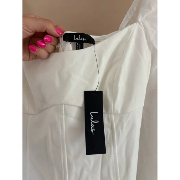 Lulus Gorgeous Expertise White Ruffled Long Sleeve Mini Dress Size Large Bridal - Image 5