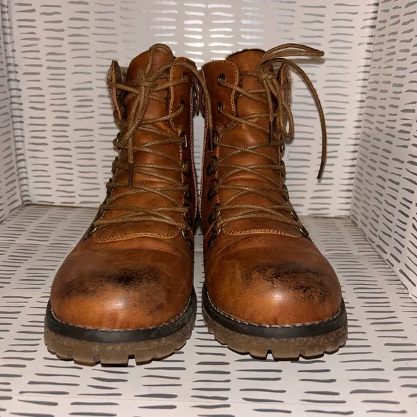 Patrizia Women's Clarris Brown Lace Up Zip‎ Combat Boots Knit Collar Size 40 9 - Image 3