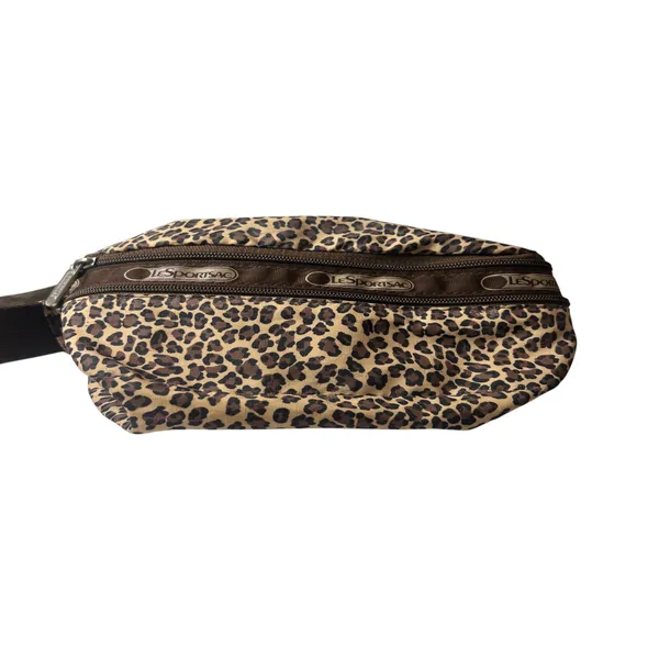 Vintage LeSportsac Leopard Print Fanny Pack Y2K Belt Bag Waist Sack Festival - Image 2