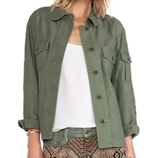 Capulet x Anthropologie Embellished Military Jacket: Army Olive Green - Image 4