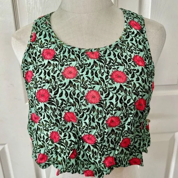 Forever 21 cropped green floral tank - Image 6