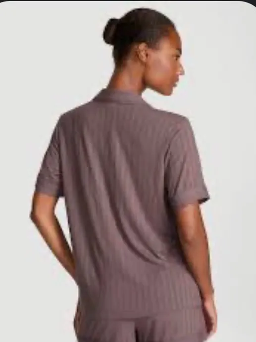 Victoria's Secret Short Sleeve Button Pajama Top in Mauve - Image 2