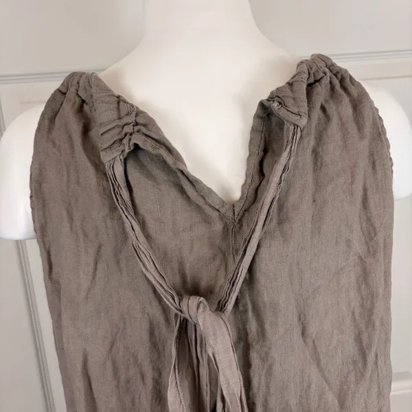 New Mode SRL taupe linen halter neck shift dress *no size* - Image 8