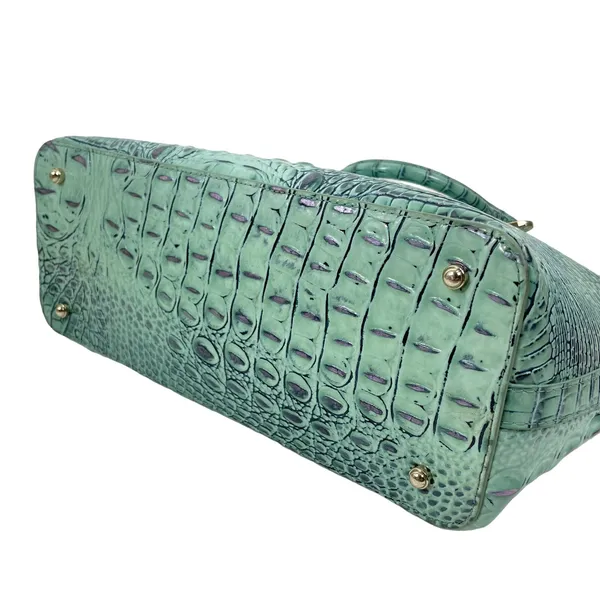 Brahmin Large Duxbury Satchel Bag Biscay Melbourne Blue Green Leather Croc - Image 8