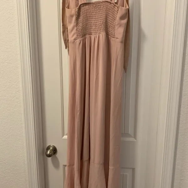 Show Me Your Mumu Square Neck Fitted Bodice Dress Size Small Blush Color Ties - Image 6