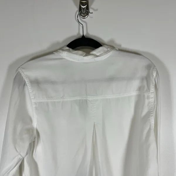 Anthropologie CLOTH & STONE Shirt Top Sz M White Button Hi-Lo 3/4 Sleeve Tencel‎ - Image 9