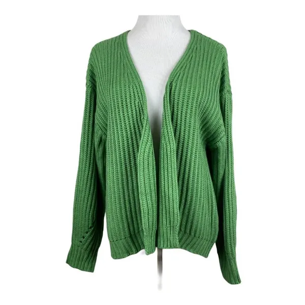 Code X Mode Cardigan Sweater S Chunky Knit Green Open Oversized‎ New - Image 12