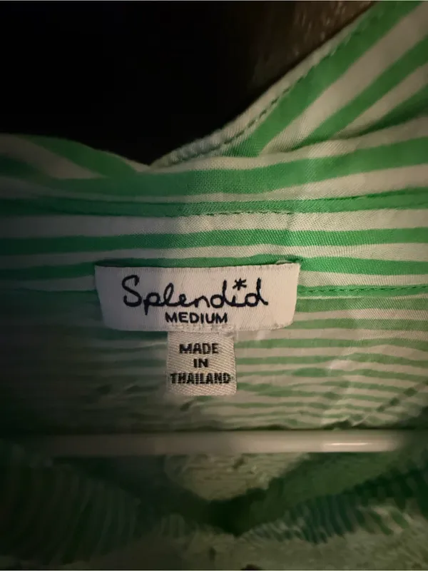 Splendid Green and White Striped Shirt with Button Front - Image 2