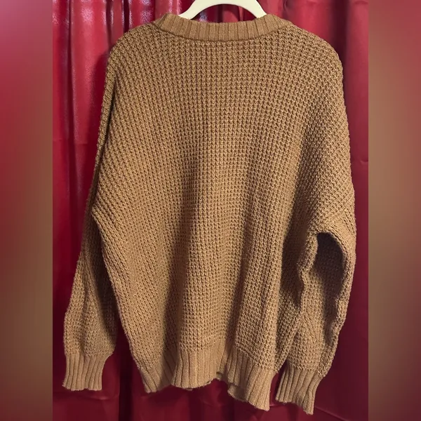 American Eagle unisex chunky oversized knit sweater Size S caramel camel brown - Image 6