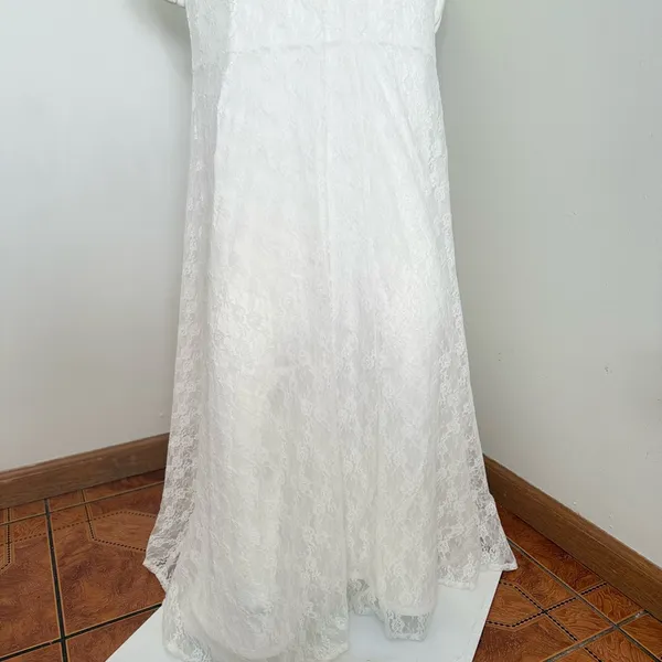 Lulus White Lace Bustier Maxi Dress – Size L – Stretch Fit Bridal Gown – New - Image 9