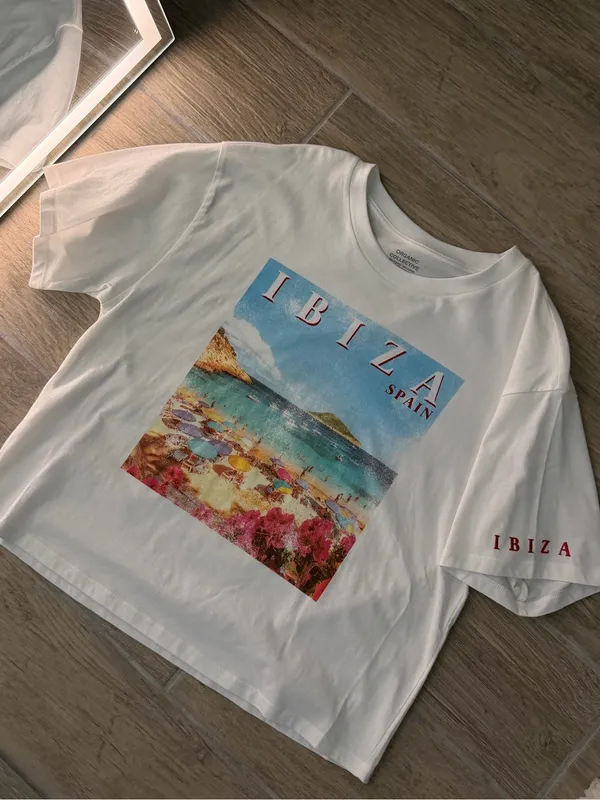 IBIZA Spain Graphic Crop Top White Size L - Image 5