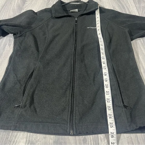 Columbia Charcoal Black Fleece Zip Up Long Sleeve Sweater; Large Women’s - Image 4