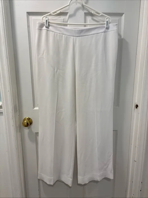 Lafayette 148 Women’s Finesse Crepe Gate Full Leg Pants Size 16 White EUC Dressy - Image 8