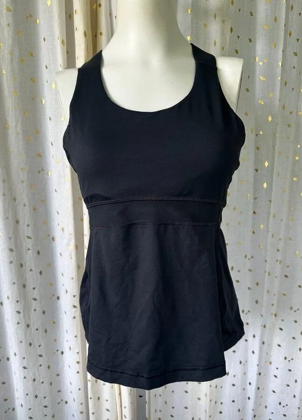 Lululemon Women's Black Athleisure Built In Bra Criss Cross Swift Tank 4 - Image 3