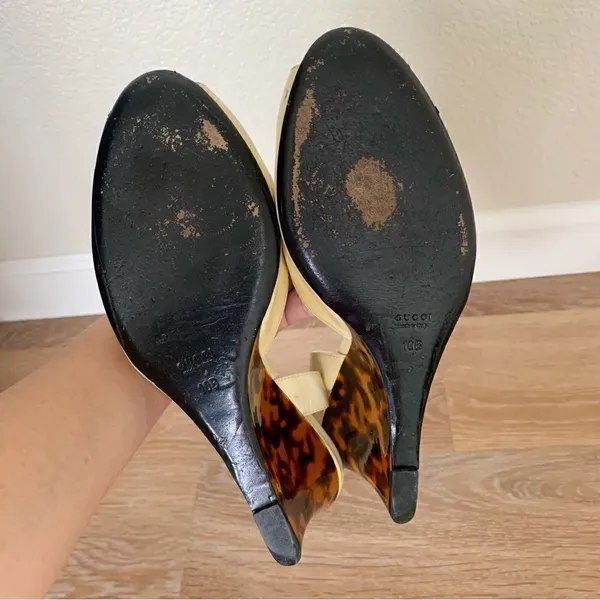 Rare Gucci Size 10 Patent Leather Leopard Peep-Toe Heels, Size 10B - Image 10