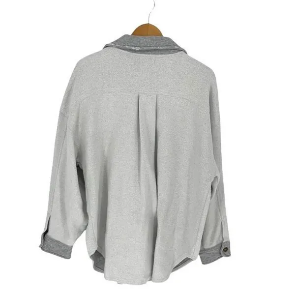 Altar’d State Women’s Reversed Sweatshirt Medium Gray Button Up Flannel Casual C - Image 3