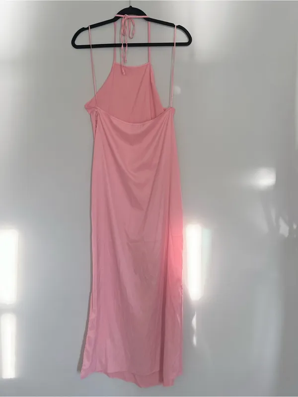 Zara Pink Halter Maxi Dress with Side Slit - Image 6