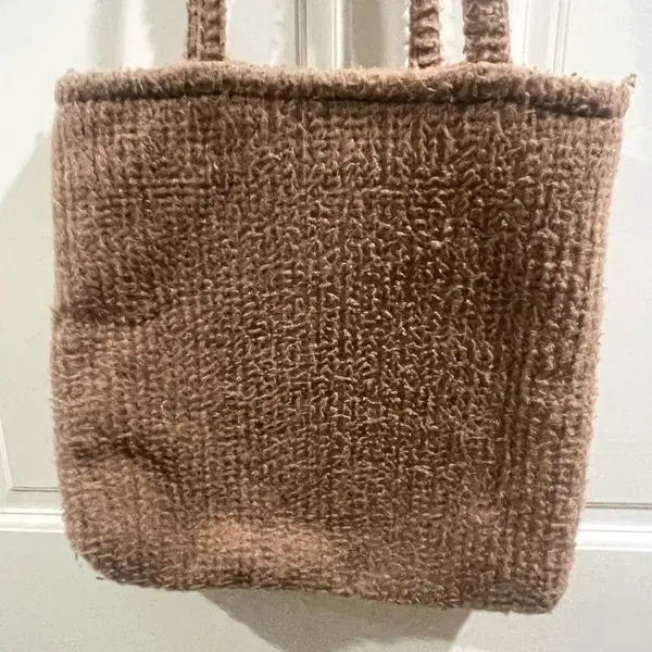 Brown Brushed Felt Santa Purse Appliquéd Holiday Boho Christmas Unbranded - Image 4