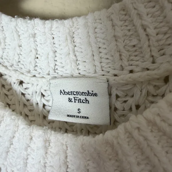 ABERCROMBIE & FITCH Open Knit Sweater Tank Top Vest White Cream Size Small - Image 5