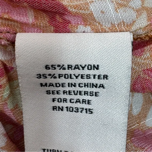 Nanette Lepore Cottagecore Floral Smocked Peplum‎ Puff Sleeve Blouse Pink Large - Image 10