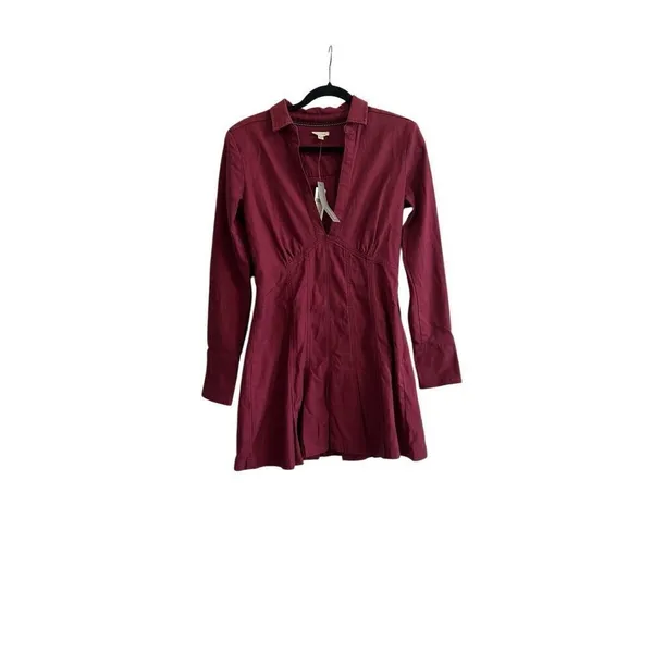 NWT ANTHROPOLOGIE Pilcro Crimson VNeck Seamed Mini Dress sz 8 - Image 4