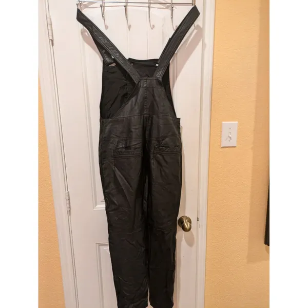 Free People Faux Leather Overalls Jumpsuit Black Size 4 - Image 8