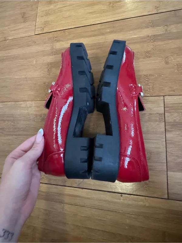 Marc Fisher Red Patent Chain Loafers - Image 3