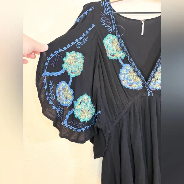 Free People Cora Black Embroidered Dress Size M - Image 7