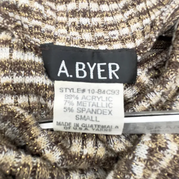 Vintage A‎ Byer Womens Sweater Small Striped Metallic Cowl Neck Y2K - Image 6