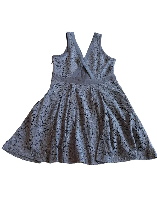 Free People x Anthropologie Grey Floral Lace Fit Flare Mini Dress Small Women's - Image 6
