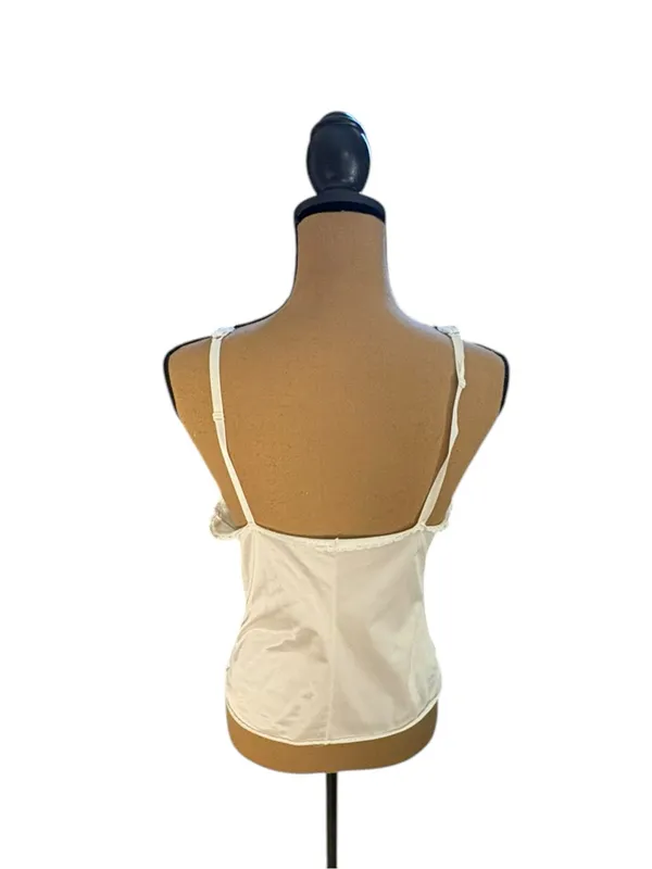 Vintage L’eggs 34 S Ivory Nylon Lace Camisole Coquette Lingerie Top - Image 3
