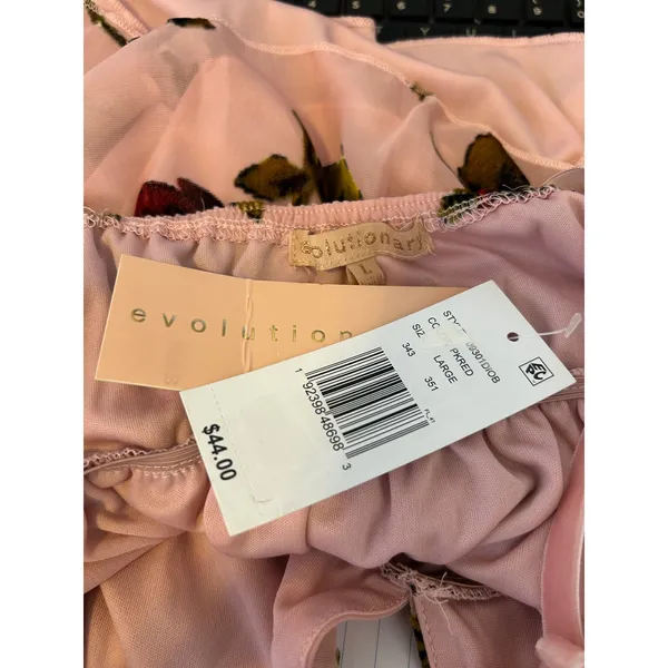 Evolutionary Rose Burnout Velvet Camisole Large Pink NEW Babydoll Top - Image 4