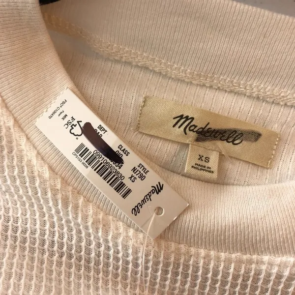 Madewell Womens Waffle Mockneck Tee Crew Neck Short Sleeve Lighthouse Ivory XS - Image 5
