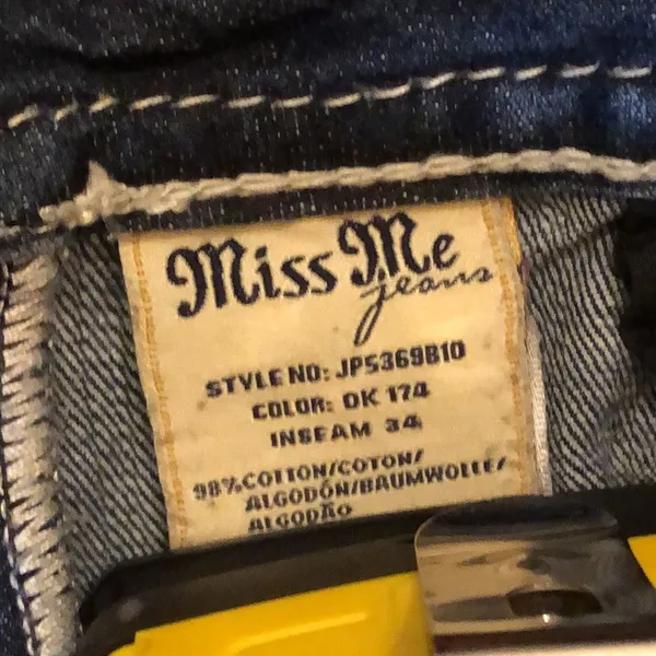 MISS ME Dark Wash Embellished Boot Cut Denim Low Rise Jeans Size 28x31 TAG 28x34 - Image 12