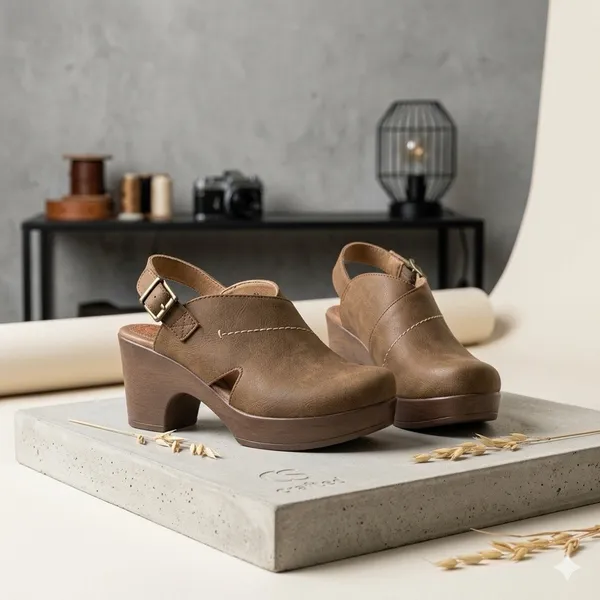 Børn Cecila Platform Slingback Clogs Brown Size 10 Boho chic Retro Chunky Heel - Image 2