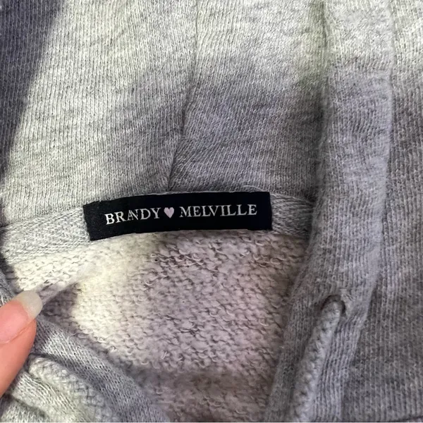Grey cropped hooded zip up jacket - Image 2