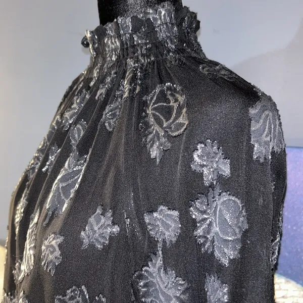 Size 4 Black Metallic High Neck Blouse - Image 4