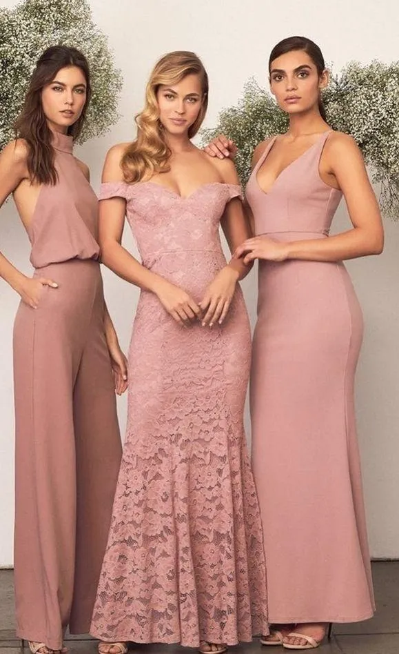 NWT Lulus Swept Up Maeve Pink Lace Off-the-Shoulder Mermaid Maxi Dress Medium - Image 4